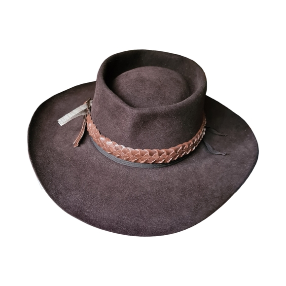 #22 AKUBRA Brown BOBBY Classic Western Style Wide Brim Hat 57cm Made in Aus - Picture 4 of 15